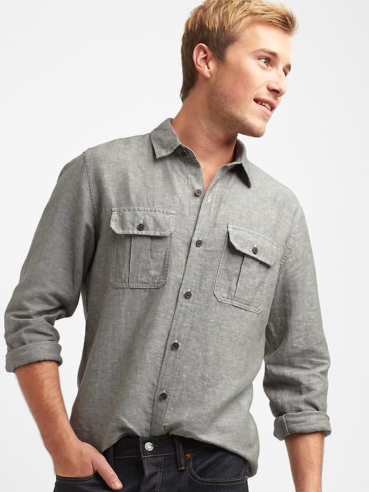 Linencotton utility pocket shirt Gap