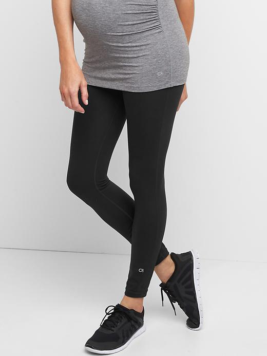 1 of 8 showing, with the color true black of product Maternity GapFit Blackout Full Panel Full Length Leggings