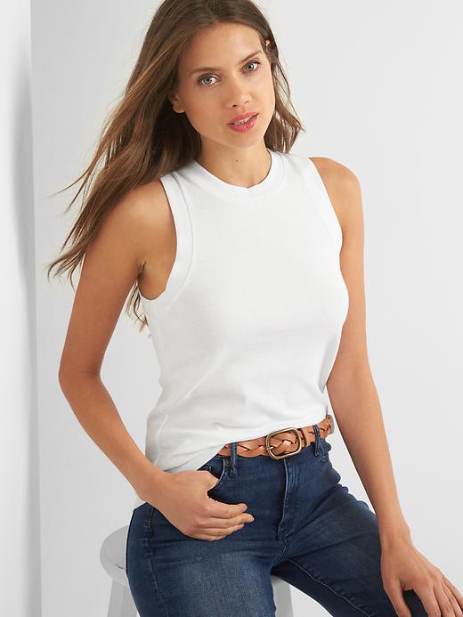 1 of 8 showing, with the color white of product Crewneck tank