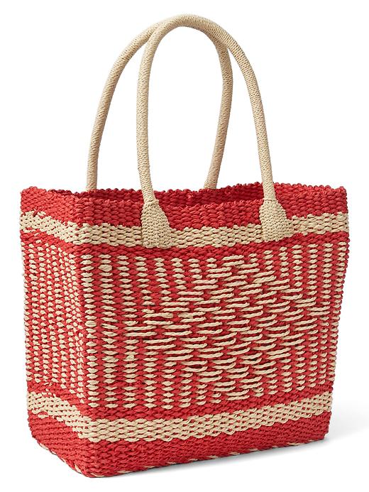 1 of 8 showing, with the color red of product Diamond weave tote