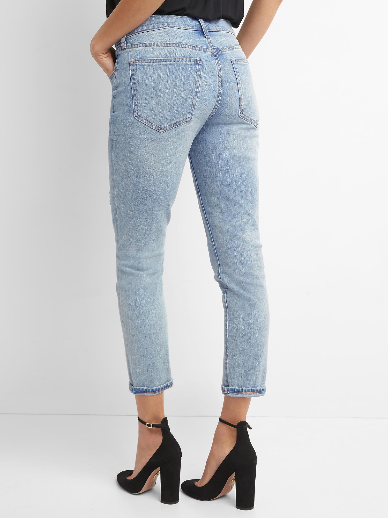 Mid rise destructed best girlfriends jeans | Gap