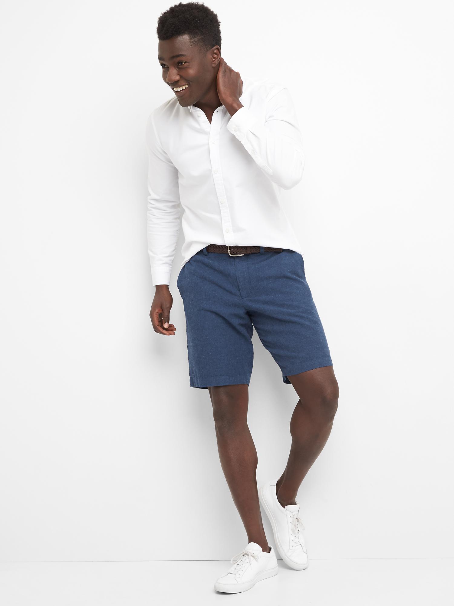 Classic linen-cotton shorts (10