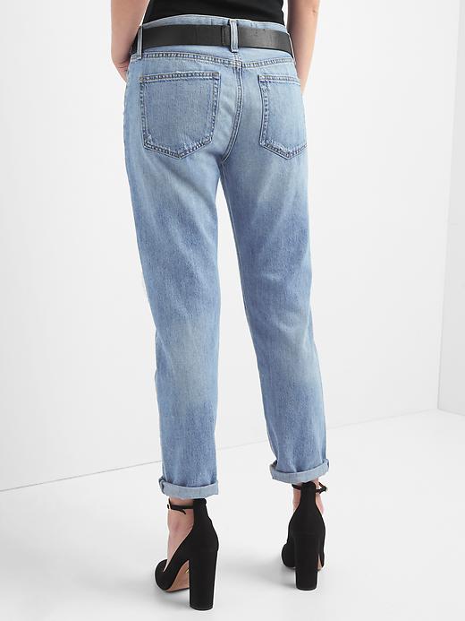 Image number 2 showing, Mid rise destructed relaxed boyfriend jeans