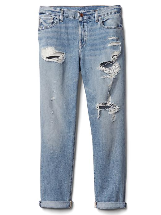 Image number 6 showing, Mid rise destructed relaxed boyfriend jeans