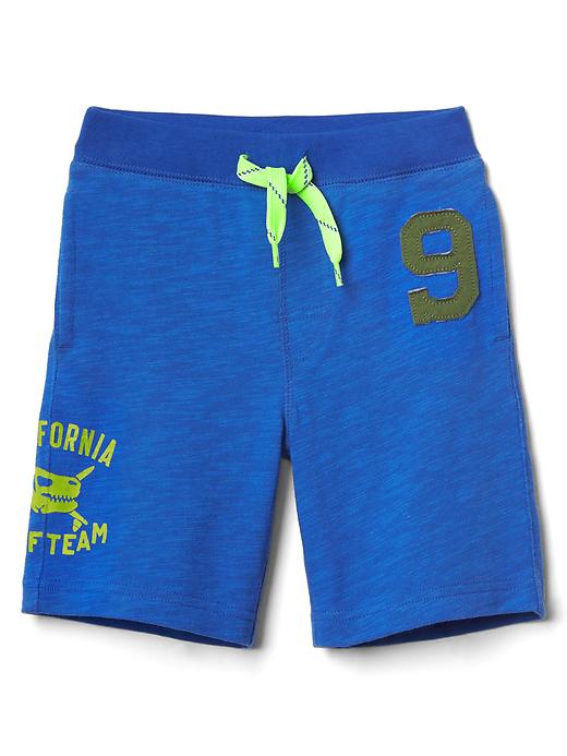 1 of 8 showing, with the color bristol blue of product Beachside pull-on slub shorts
