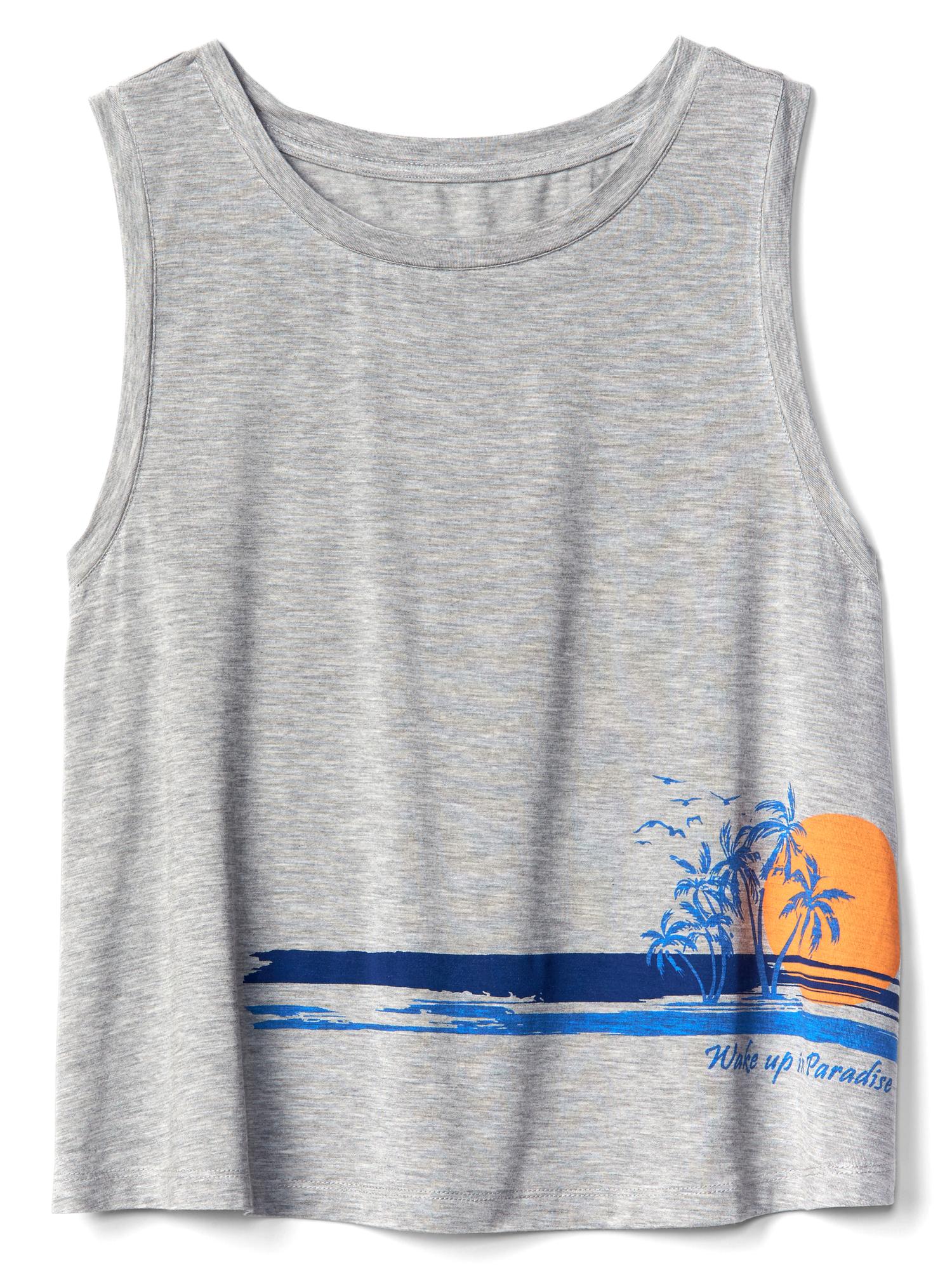 Graphic modal crop sleep tank Gap