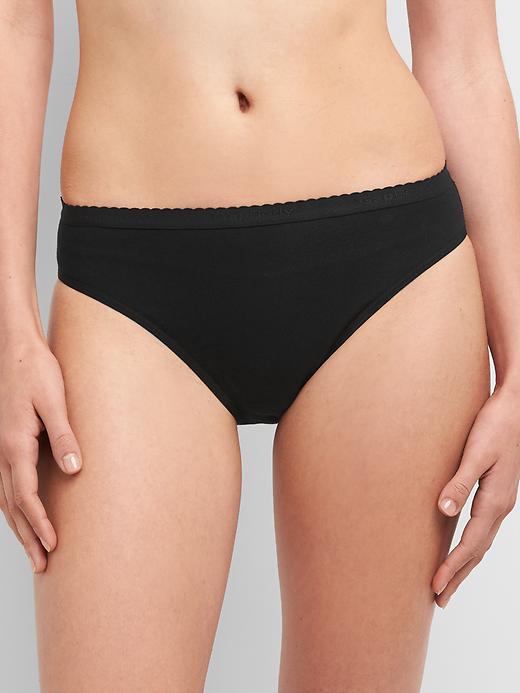 2 of 8 showing, with the color true black of product Stretch Cotton High Leg Brief