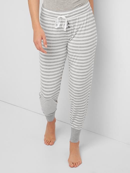 1 of 8 showing, with the color aloha stripe grey of product Pure Body print joggers