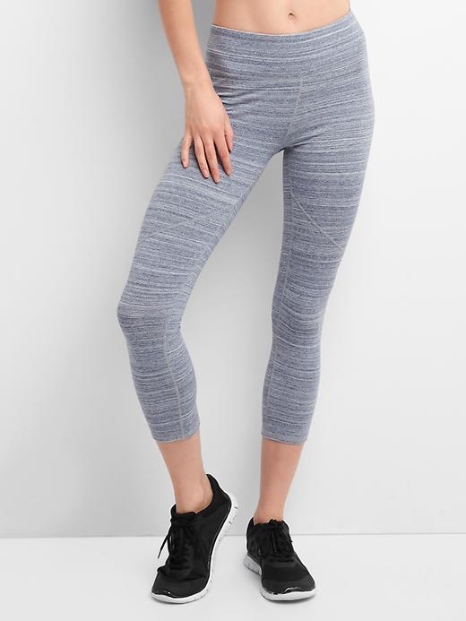 1 of 8 showing, with the color light gray heather of product GFast Spacedye Capris in Performance Cotton