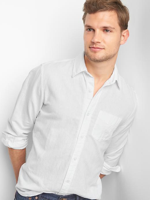 View large product image 1 of 2. Linen-cotton standard fit shirt