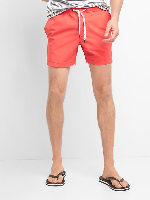 View large product image 1 of 1. 5" Solid Swim Trunks