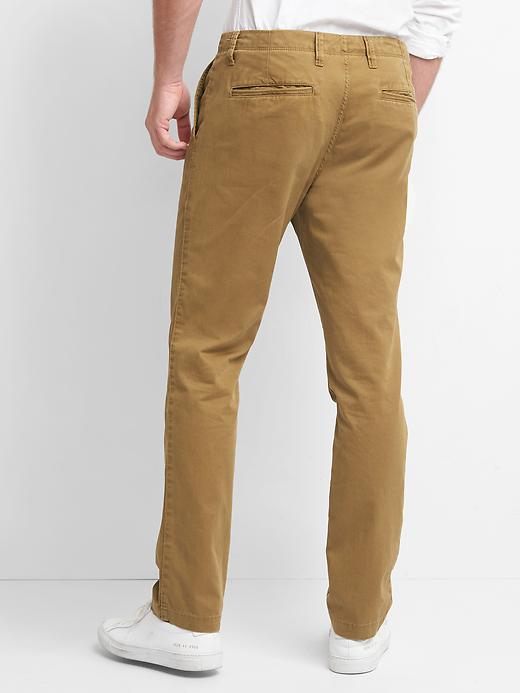 2 of 8 showing, with the color palomino brown of product Vintage washed slim fit khakis