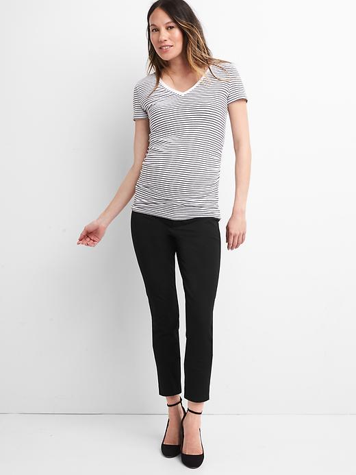 Image number 4 showing, Maternity Inset Panel Skinny Ankle Pants in Bi-Stretch