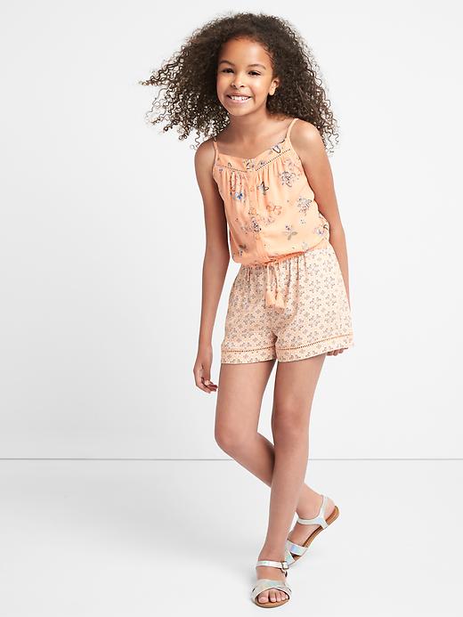 View large product image 1 of 4. Mix print spaghetti romper