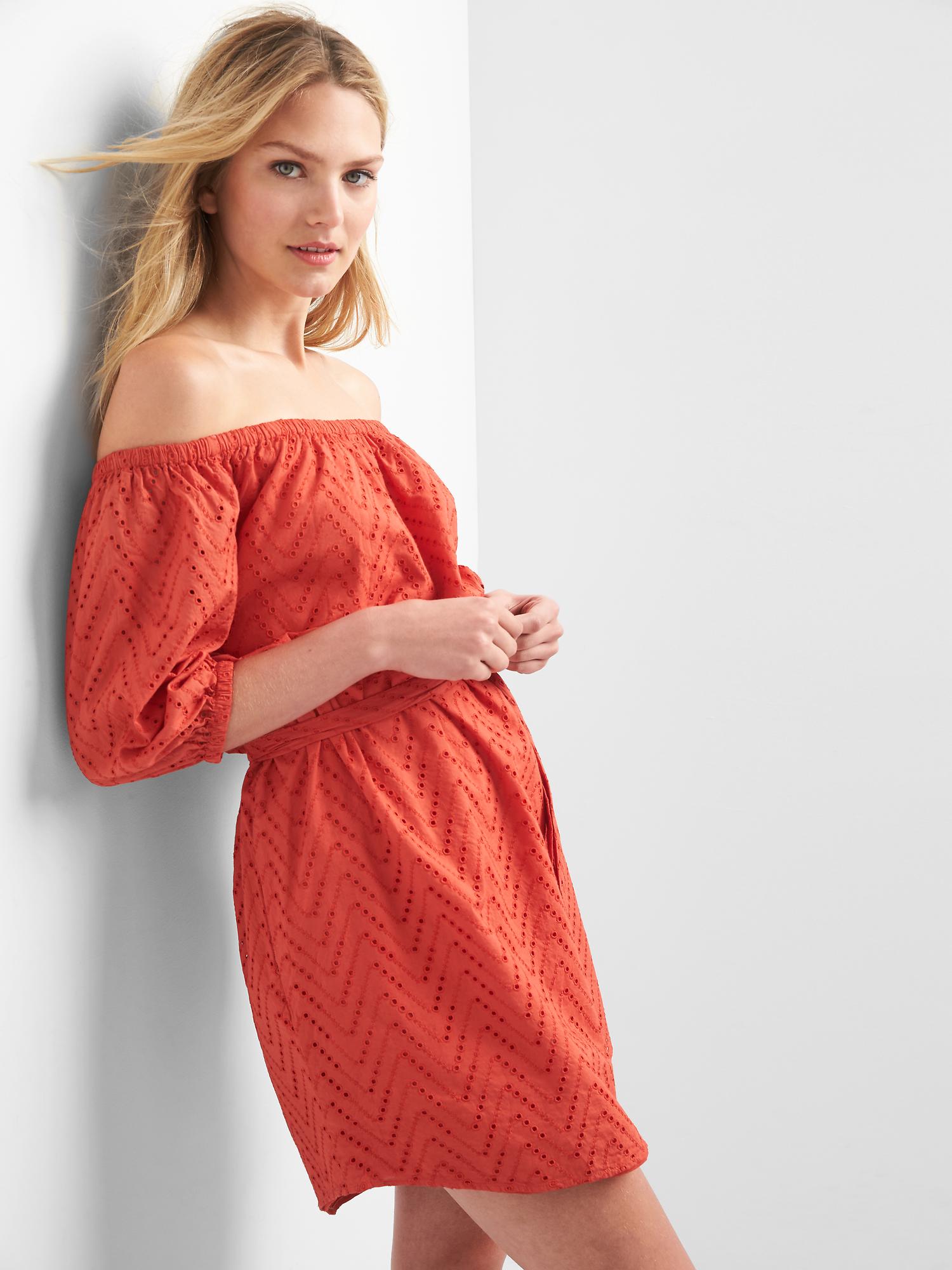 Gap off the shoulder dress deals