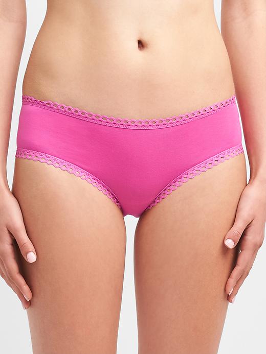 2 of 8 showing, with the color happy pink of product Crochet trim hipster