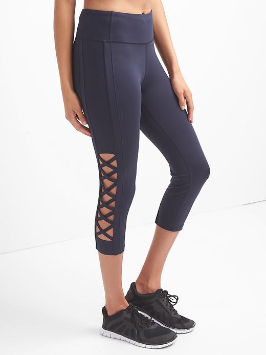View large product image 1 of 1. gFast high rise Blackout cutout capris