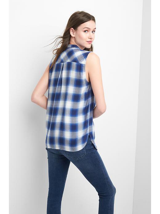 Image number 2 showing, Pintuck plaid sleeveless shirt