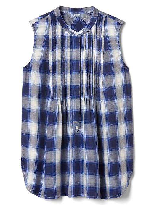 Image number 6 showing, Pintuck plaid sleeveless shirt