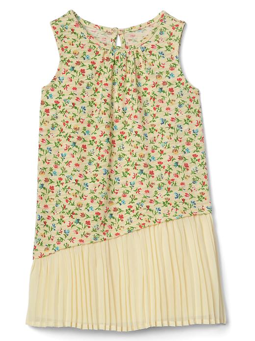 1 of 8 showing, with the color yellow floral of product Print asymmetrical pleat dress