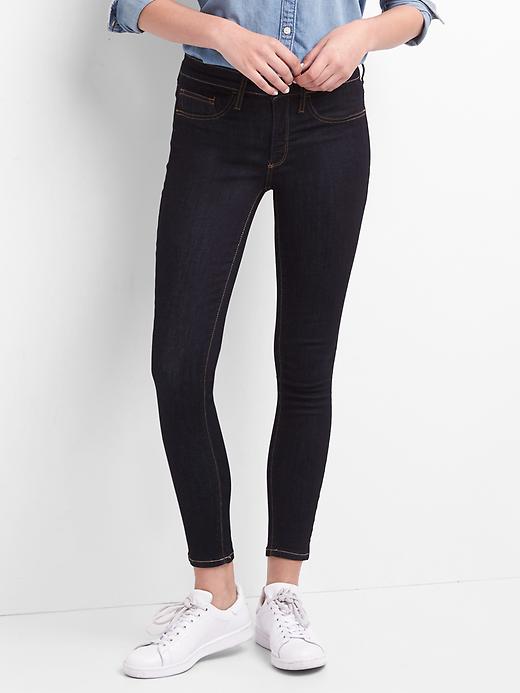 1 of 8 showing, with the color (Dark) Rinsed of product Mid Rise Favorite Ankle Jeggings