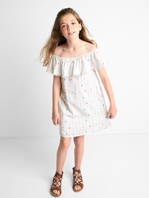 1 of 8 showing, with the color ivory of product Confetti off shoulder dress