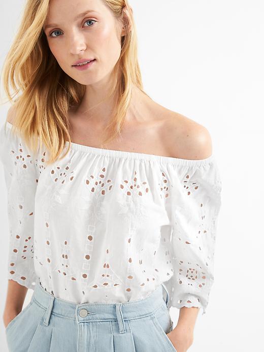 Image number 5 showing, Eyelet flutter sleeve top