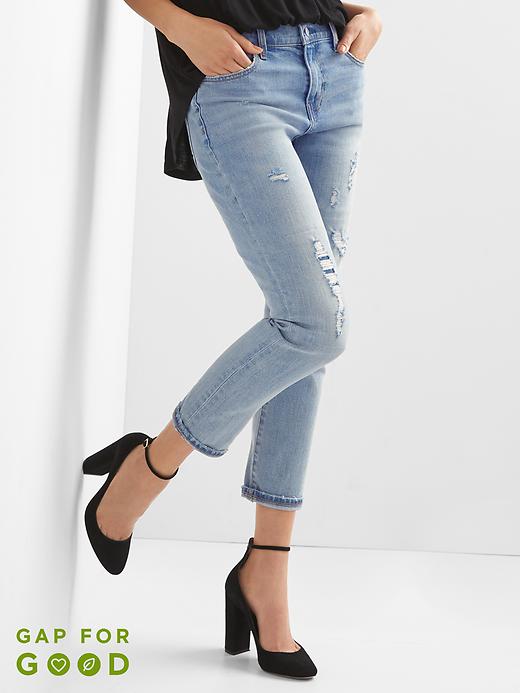 Image number 1 showing, Mid rise destructed best girlfriends jeans