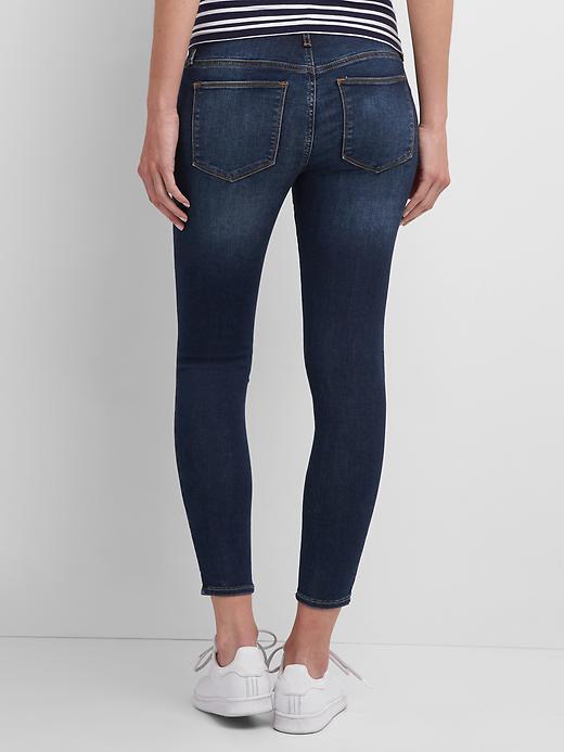 2 of 8 showing, with the color Dark Indigo of product Maternity Full Panel Favorite Ankle Jeggings