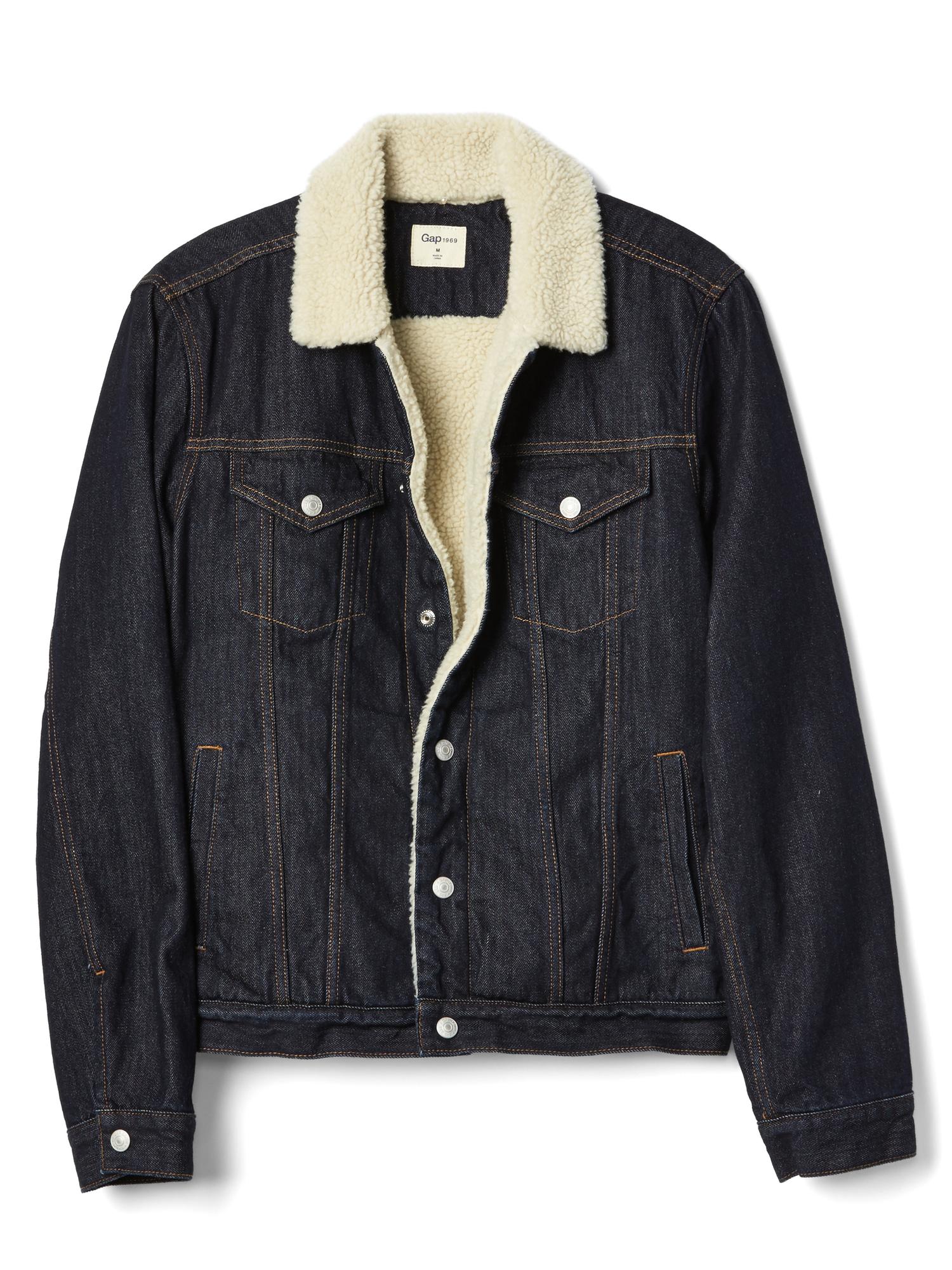 Gap fleece deals lined denim jacket