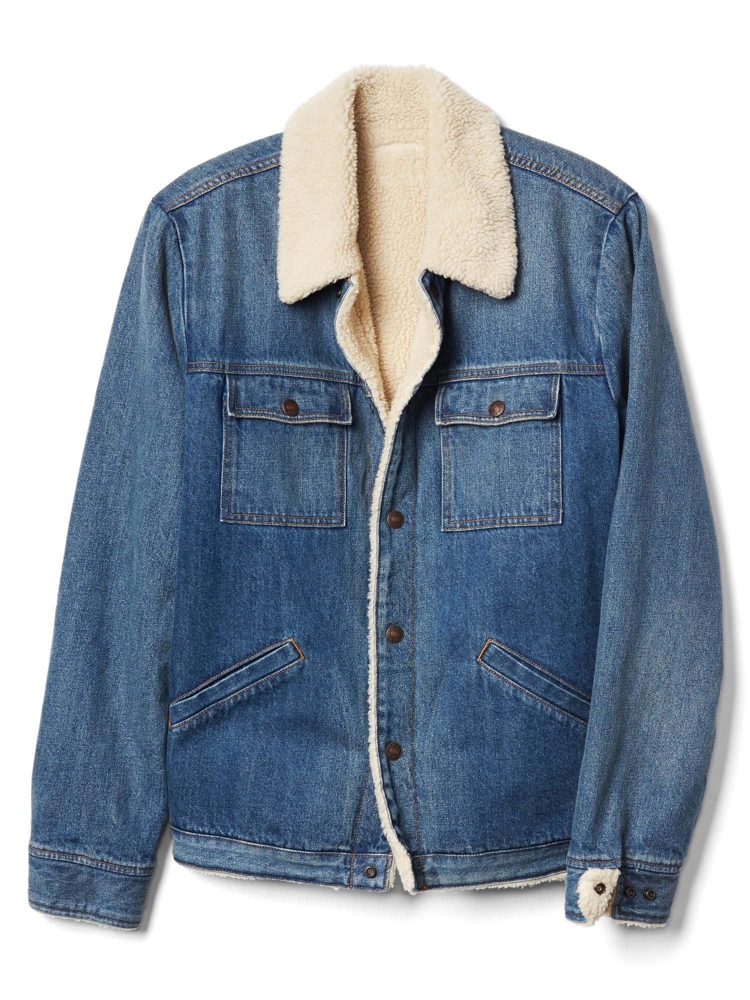 Sherpa lined denim jacket gap cheap