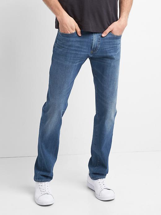 1 of 8 showing, with the color bright indigo of product Slim Fit Jeans with GapFlex