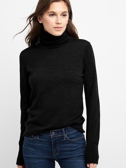1 of 8 showing, with the color true black of product Merino wool turtleneck
