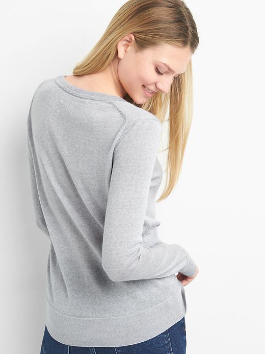 2 of 8 showing, with the color light heather grey of product Crewneck Pullover Sweater in Merino Wool