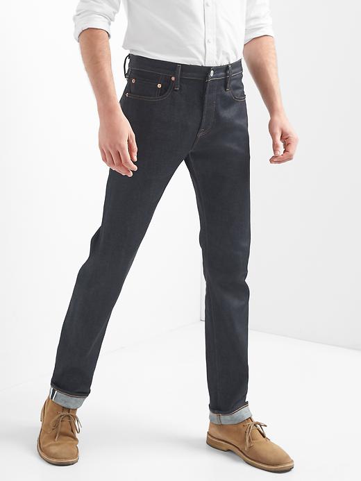 Selvedge slim fit jeans with stretch | Gap