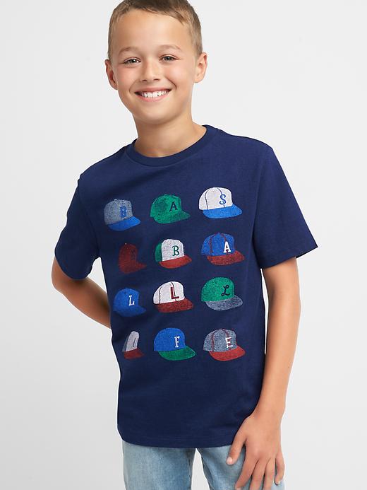 1 of 8 showing, with the color elysian blue of product Graphic short sleeve tee