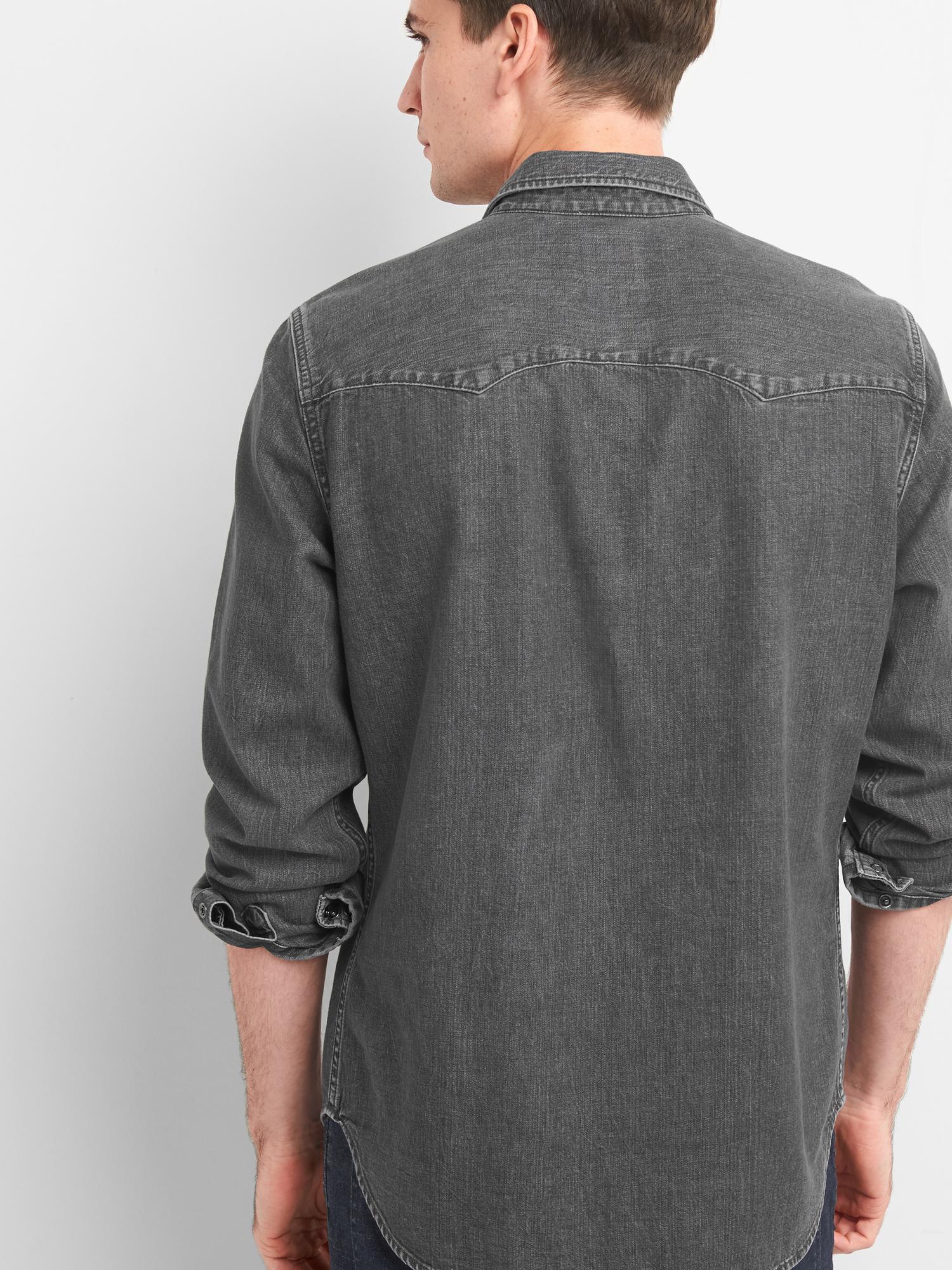 Lightweight denim slim fit western shirt Gap