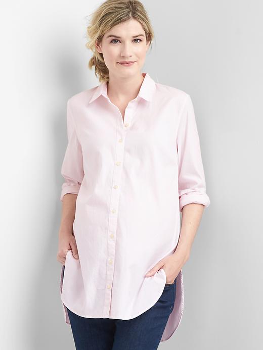 Image number 1 showing, Maternity Tailored Oxford Tunic Shirt