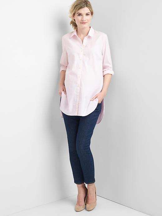 Image number 3 showing, Maternity Tailored Oxford Tunic Shirt
