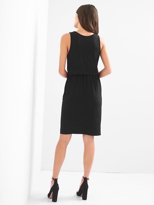 2 of 8 showing, with the color true black of product Maternity Layered Nursing Dress