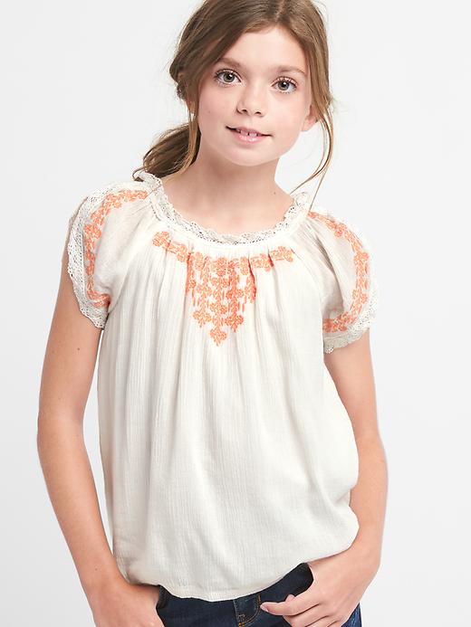 Embroidery short sleeve peasant top | Gap