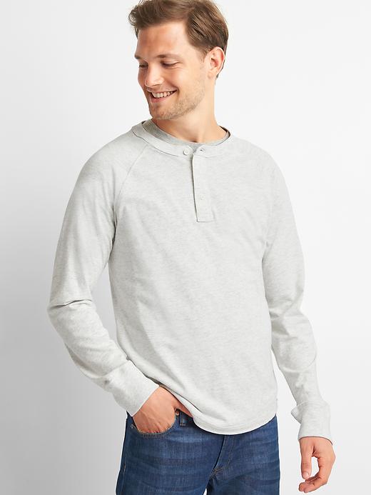 View large product image 1 of 1. Long Sleeve Marled Henley