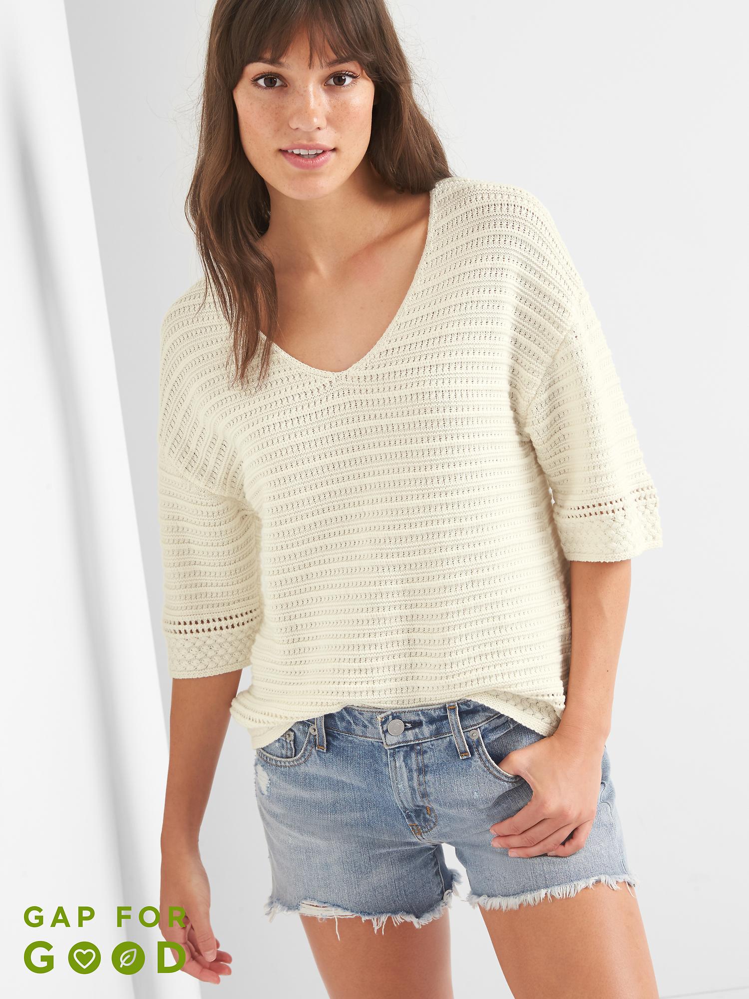 gap textured v neck sweater