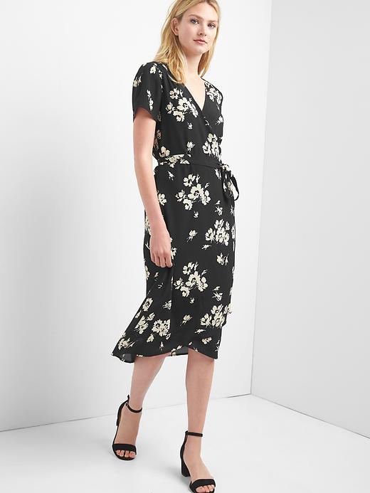 Gap floral print on sale midi wrap dress