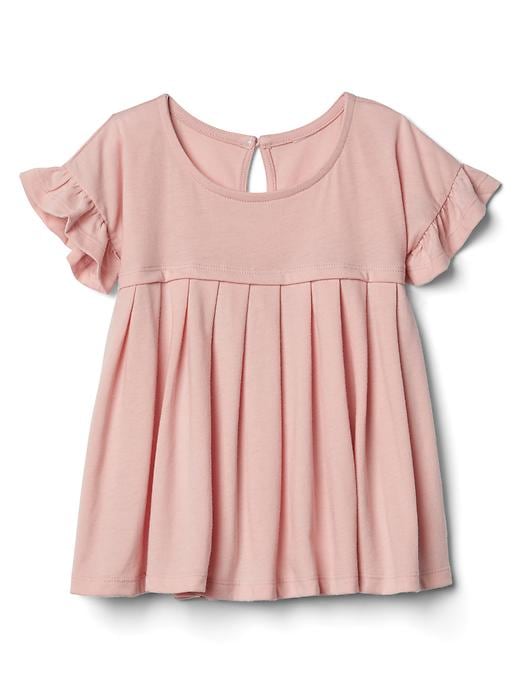 View large product image 1 of 1. Pleat ruffle keyhole top