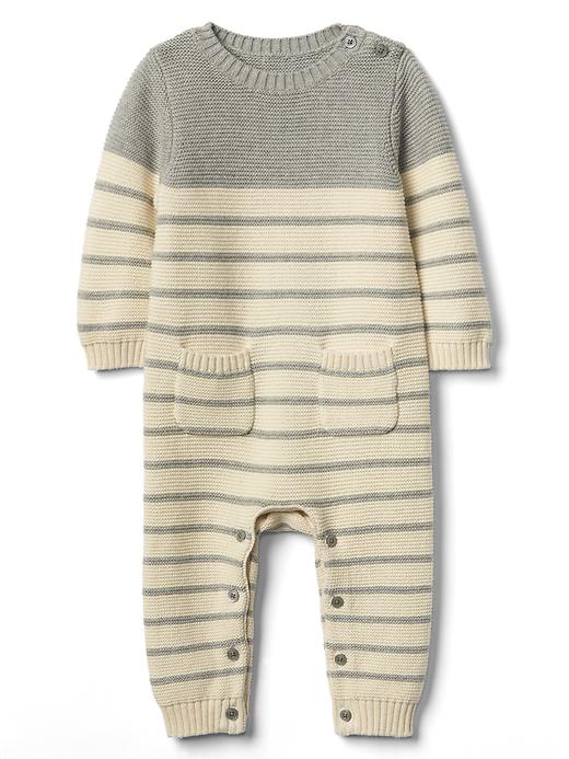 1 of 8 showing, with the color heather gray of product Baby Brannan Stripe One-Piece