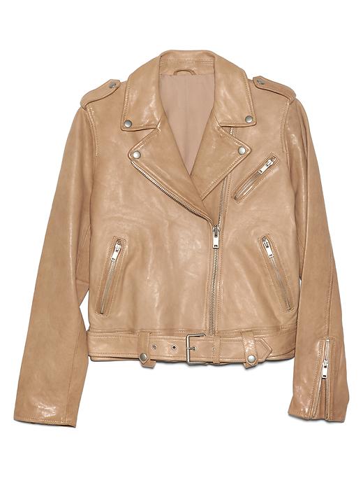 Image number 6 showing, Leather Belted Moto Jacket