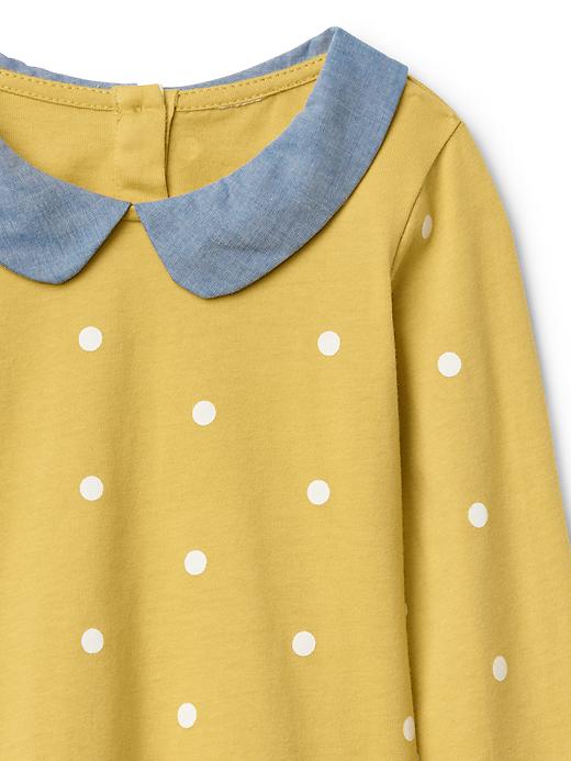 View large product image 2 of 2. Woven collar long sleeve tee