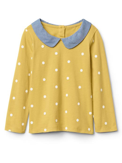 View large product image 1 of 2. Woven collar long sleeve tee
