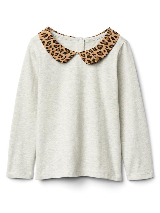View large product image 1 of 2. Woven collar long sleeve tee
